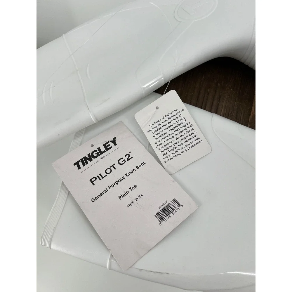 Tingley Pilot G2 White Waterproof Rubber Knee Boots Plain Toe 31168 Womens 8